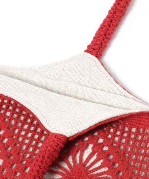 studio CLIP（スタディオクリップ）の「お花編みカラーバッグ（トートバッグ・レディース・ブラック/レッド/オフホワイト/イエロー/パープル/グリーン・FREE）」の8枚目の写真