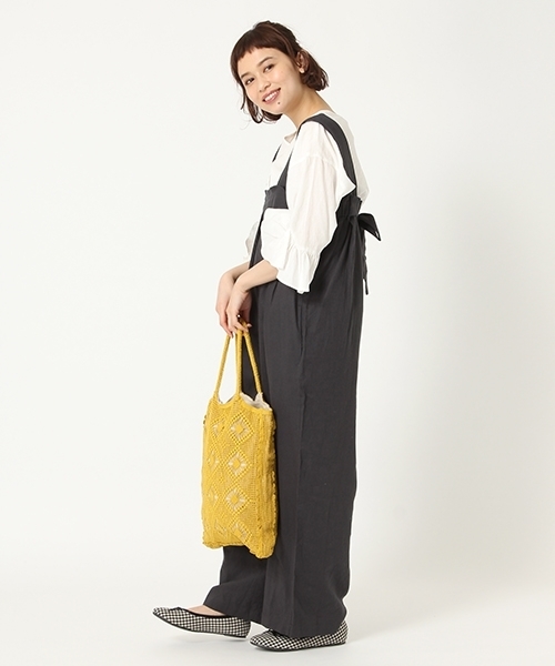 studio CLIP（スタディオクリップ）の「お花編みカラーバッグ（トートバッグ・レディース・ブラック/レッド/オフホワイト/イエロー/パープル/グリーン・FREE）」の22枚目の写真