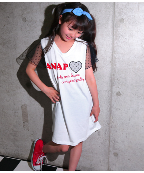 Anap Kids アナップキッズ の シアーギンガムスリーブワンピース ワンピース Wear