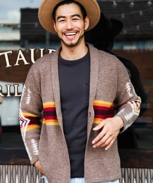 PENDLETON（ペンドルトン）の「【PENDLETON（ペンドルトン）】別注HARDING カーディガン 18AW（カーディガン/ボレロ・メンズ・グレー/ライトブラウン・MEDIUM/LARGE）」の4枚目の写真