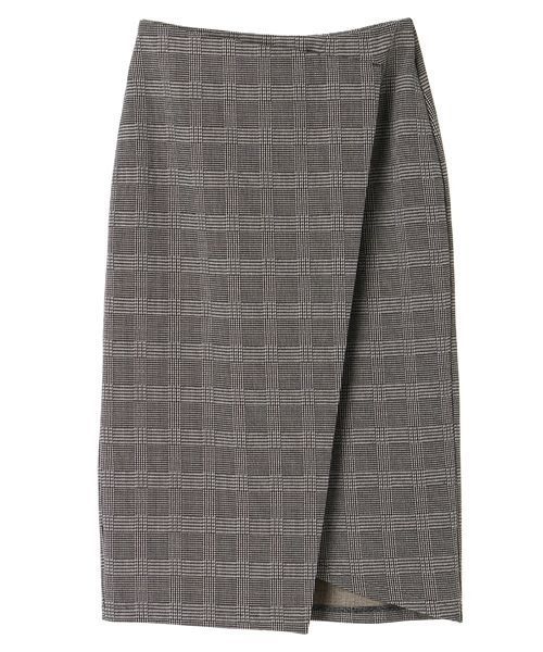 Editt by YECCA VECCA（エディットバイイェッカヴェッカ）の「Ｐ．チェック柄ラップタイトスカート（スカート・レディース・ホワイト/ベージュ・FREE）」の9枚目の写真