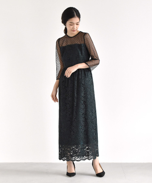 kaene（カエン）の「ドット×レースワンピース（ドレス）」 - WEAR