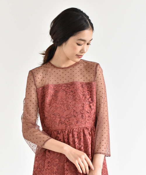 kaene（カエン）の「ドット×レースワンピース（ドレス）」 - WEAR