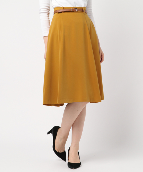 Rewde（ルゥデ）の「ﾍﾞﾙﾄ付ﾌﾚｱｽｶｰﾄ（8R10-09047）（スカート・レディース・ネイビー/イエロー/キャメル・S/L/M）」の20枚目の写真