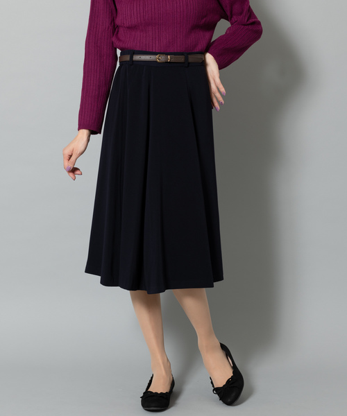 Rewde（ルゥデ）の「ﾍﾞﾙﾄ付ﾌﾚｱｽｶｰﾄ（8R10-09047）（スカート・レディース・ネイビー/イエロー/キャメル・S/L/M）」の18枚目の写真