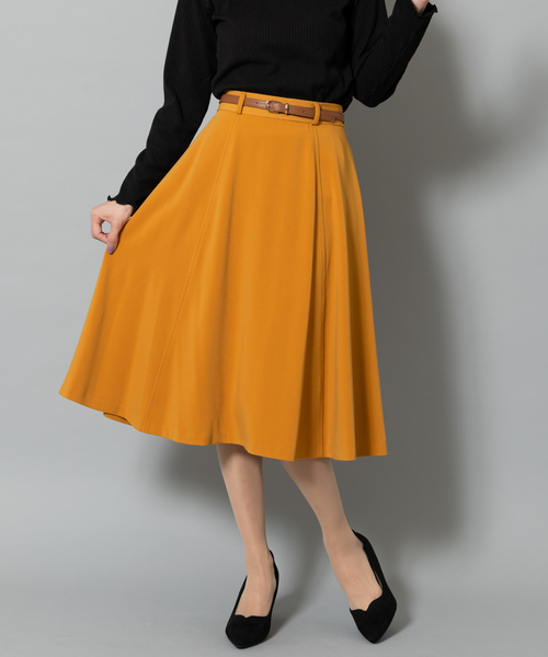 Rewde（ルゥデ）の「ﾍﾞﾙﾄ付ﾌﾚｱｽｶｰﾄ（8R10-09047）（スカート・レディース・ネイビー/イエロー/キャメル・S/L/M）」の17枚目の写真