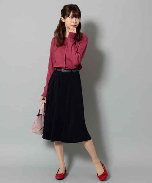 Rewde（ルゥデ）の「ﾍﾞﾙﾄ付ﾌﾚｱｽｶｰﾄ（8R10-09047）（スカート・レディース・ネイビー/イエロー/キャメル・S/L/M）」の6枚目の写真