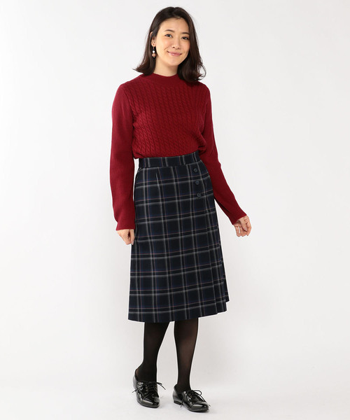 Petit Honfleur(プチオンフルール)の「ボタン使いチェックスカート(スカート・レディース・ネイビー/グレー・61/64/67)」の8枚目の写真