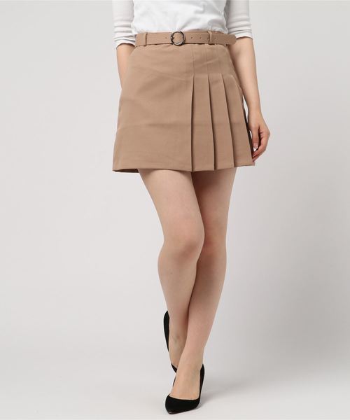 DING（ディング）の「DING/ベルト付きミニスカパン（スカート・レディース・ブラック/ベージュ・SMALL/MEDIUM）」の5枚目の写真