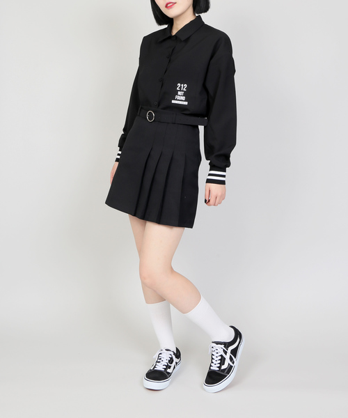 DING（ディング）の「DING/ベルト付きミニスカパン（スカート・レディース・ブラック/ベージュ・SMALL/MEDIUM）」の8枚目の写真