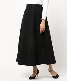 フェイクウールロング丈フレアスカート