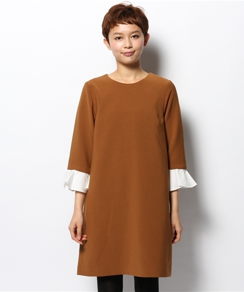 Ray BEAMS（レイビームス）の「□Ray BEAMS / フレアカフス付 ワンピース（ワンピース・レディース・レッド/ブラウン系その他・0/1）」の4枚目の写真