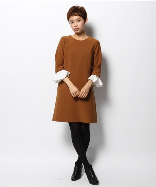 Ray BEAMS（レイビームス）の「□Ray BEAMS / フレアカフス付 ワンピース（ワンピース・レディース・レッド/ブラウン系その他・0/1）」の7枚目の写真