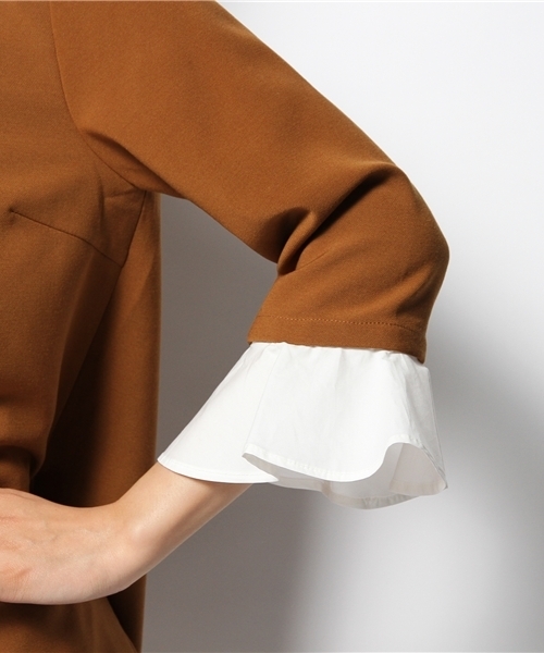 Ray BEAMS（レイビームス）の「□Ray BEAMS / フレアカフス付 ワンピース（ワンピース・レディース・レッド/ブラウン系その他・0/1）」の9枚目の写真