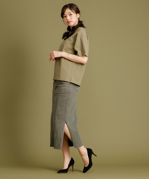 Munich（ミューニック）の「【Munich定番】コットンジャージクルーネックＴシャツ（Tシャツ/カットソー・レディース・ホワイト/ブラック/ベージュ/カーキ/イエロー・FREE）」の18枚目の写真