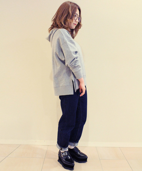 Petit Honfleur（プチオンフルール）の「裏毛ワイドパーカー（Tシャツ/カットソー・レディース・グレー/チャコールグレー・M size/L size）」の7枚目の写真