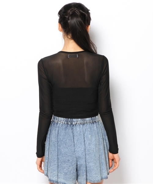 WEGO（ウィゴー）の「WEGO/メッシュタイトTシャツ（Tシャツ/カットソー・レディース・オフホワイト/ブラック・FREE）」の5枚目の写真