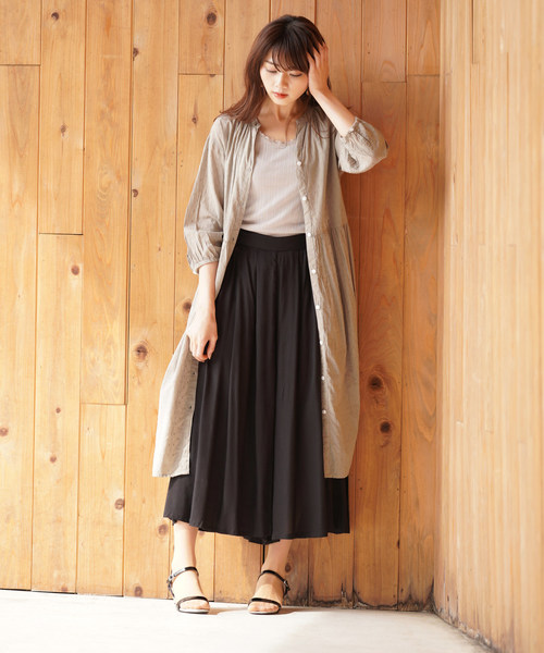 rps（アールピーエス）の「ドビースタンドカラーシャツワンピース（シャツワンピース・レディース・オフホワイト/ダークネイビー/ベージュ・M）」の11枚目の写真