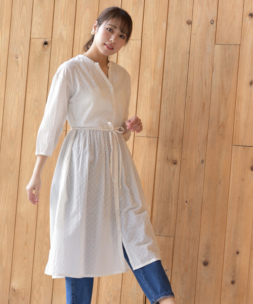 rps（アールピーエス）の「ドビースタンドカラーシャツワンピース（シャツワンピース・レディース・オフホワイト/ダークネイビー/ベージュ・M）」の17枚目の写真