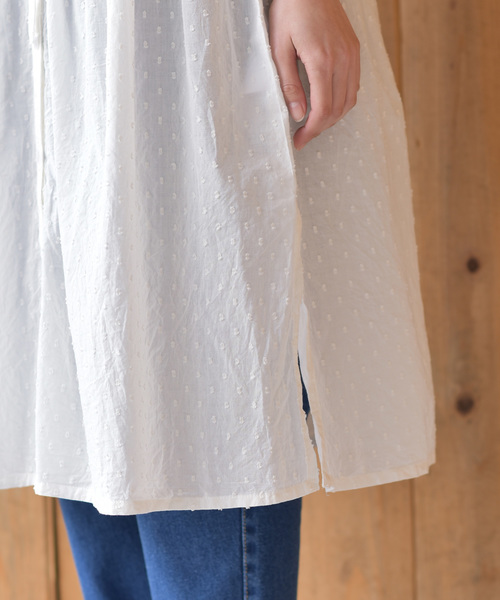 rps（アールピーエス）の「ドビースタンドカラーシャツワンピース（シャツワンピース・レディース・オフホワイト/ダークネイビー/ベージュ・M）」の7枚目の写真