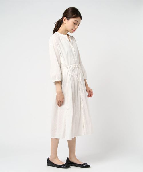 rps（アールピーエス）の「ドビースタンドカラーシャツワンピース（シャツワンピース・レディース・オフホワイト/ダークネイビー/ベージュ・M）」の12枚目の写真