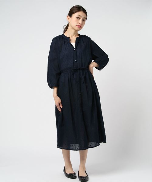 rps（アールピーエス）の「ドビースタンドカラーシャツワンピース（シャツワンピース・レディース・オフホワイト/ダークネイビー/ベージュ・M）」の14枚目の写真