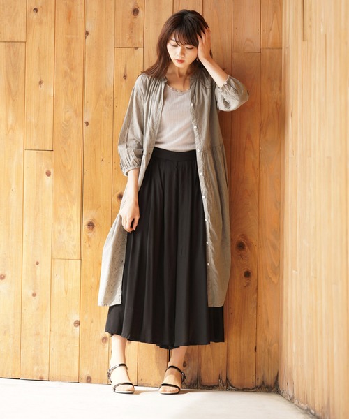 rps（アールピーエス）の「ドビースタンドカラーシャツワンピース（シャツワンピース・レディース・オフホワイト/ダークネイビー/ベージュ・M）」の20枚目の写真