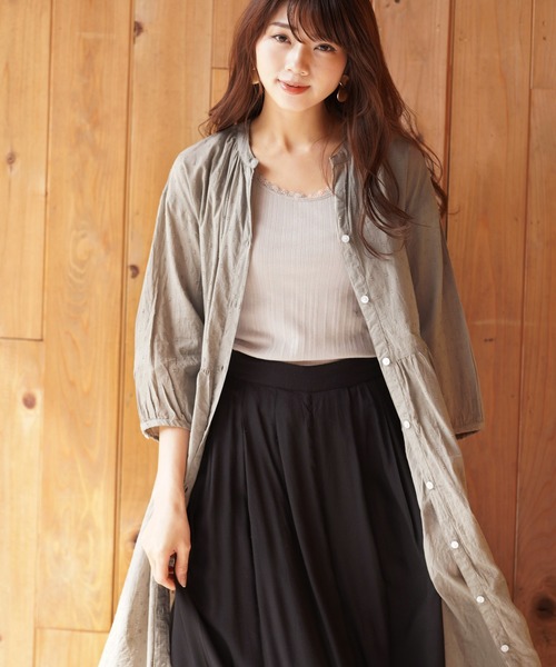 rps（アールピーエス）の「ドビースタンドカラーシャツワンピース（シャツワンピース・レディース・オフホワイト/ダークネイビー/ベージュ・M）」の19枚目の写真