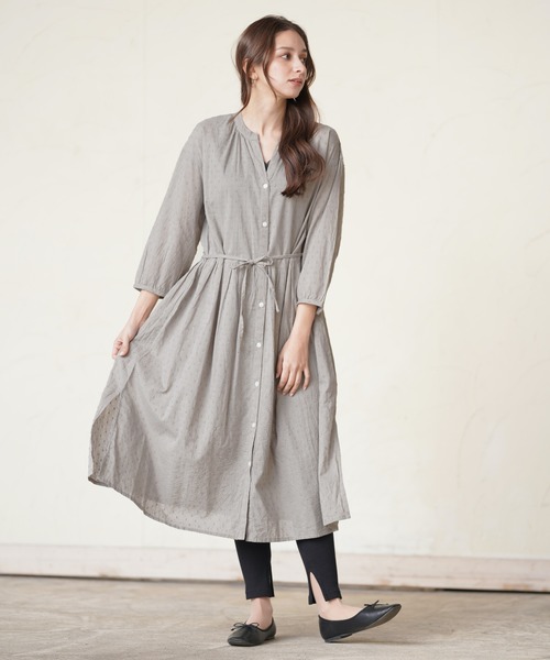 rps（アールピーエス）の「ドビースタンドカラーシャツワンピース（シャツワンピース・レディース・オフホワイト/ダークネイビー/ベージュ・M）」の22枚目の写真