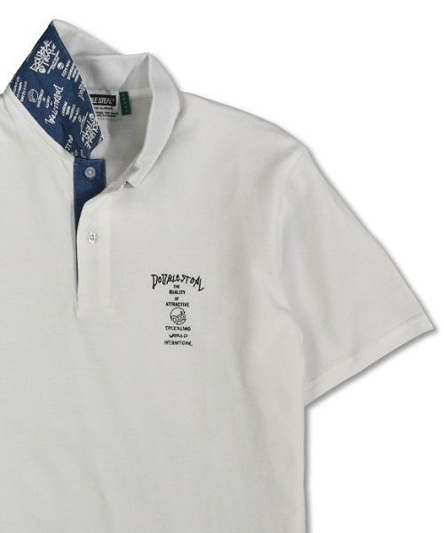 DOUBLE STEAL（ダブルスティール）の「DS World Logo POLO　ポロ（ポロシャツ・メンズ・ホワイト系その他3/ブラック系その他3/ホワイト系その他2/ブラック系その他2/ホワイト系その他/ブラック系その他・LARGE/MEDIUM/X-LARGE）」の4枚目の写真