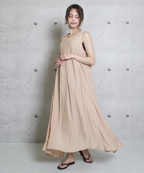 LUGG NAGG(ラグナグ)の「【Jewelobe/ ジュエローブ】バックベルトフレアワンピース(ワンピース・レディース・ベージュ/ブラウン/ピンク/ブルー・FREE)」の1枚目の写真
