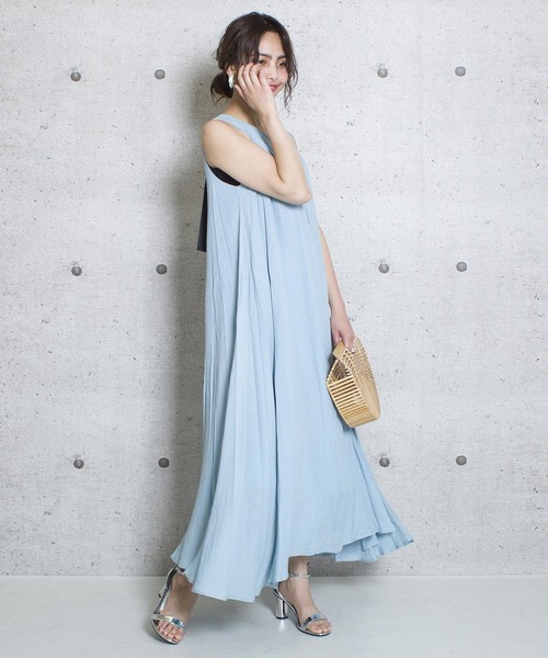 LUGG NAGG(ラグナグ)の「【Jewelobe/ ジュエローブ】バックベルトフレアワンピース(ワンピース・レディース・ベージュ/ブラウン/ピンク/ブルー・FREE)」の6枚目の写真