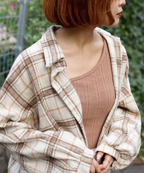 VANNIE U(ヴァニーユー)の「VANNIE U オーバーチェックシャツ(シャツ/ブラウス・レディース・ベージュ/ナチュラル・FREE)」の9枚目の写真