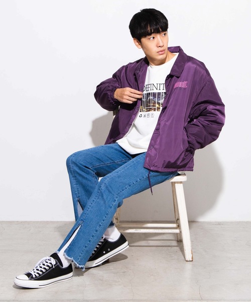 WEGO（ウィゴー）の「WEGO/グラフィックボアコーチジャケット（ブルゾン・メンズ・ブラック/パープル・MEDIUM/LARGE）」の5枚目の写真