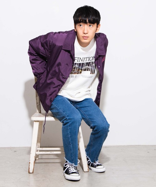 WEGO（ウィゴー）の「WEGO/グラフィックボアコーチジャケット（ブルゾン・メンズ・ブラック/パープル・MEDIUM/LARGE）」の3枚目の写真