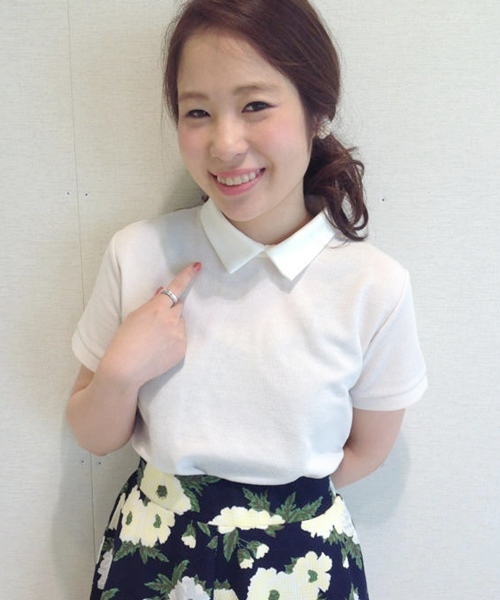 Chico(チコ)の「薄ワッフル衿付きTOPS(Tシャツ/カットソー・レディース・ホワイト/グレー/オフホワイト/ネイビー・FREE)」の3枚目の写真