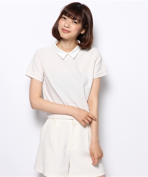 Chico(チコ)の「薄ワッフル衿付きTOPS(Tシャツ/カットソー・レディース・ホワイト/グレー/オフホワイト/ネイビー・FREE)」の14枚目の写真