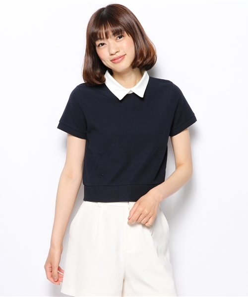 Chico(チコ)の「薄ワッフル衿付きTOPS(Tシャツ/カットソー・レディース・ホワイト/グレー/オフホワイト/ネイビー・FREE)」の15枚目の写真