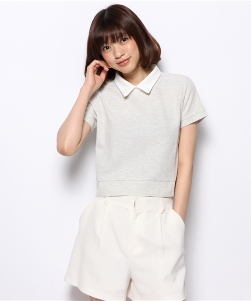 Chico(チコ)の「薄ワッフル衿付きTOPS(Tシャツ/カットソー・レディース・ホワイト/グレー/オフホワイト/ネイビー・FREE)」の17枚目の写真