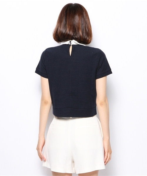 Chico(チコ)の「薄ワッフル衿付きTOPS(Tシャツ/カットソー・レディース・ホワイト/グレー/オフホワイト/ネイビー・FREE)」の7枚目の写真