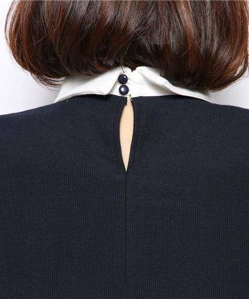 Chico(チコ)の「薄ワッフル衿付きTOPS(Tシャツ/カットソー・レディース・ホワイト/グレー/オフホワイト/ネイビー・FREE)」の9枚目の写真