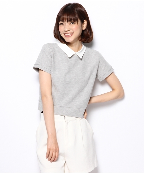 Chico(チコ)の「薄ワッフル衿付きTOPS(Tシャツ/カットソー・レディース・ホワイト/グレー/オフホワイト/ネイビー・FREE)」の11枚目の写真