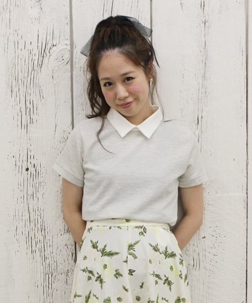 Chico(チコ)の「薄ワッフル衿付きTOPS(Tシャツ/カットソー・レディース・ホワイト/グレー/オフホワイト/ネイビー・FREE)」の12枚目の写真