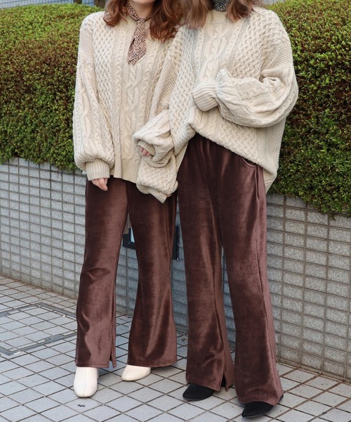 PairPair（ペアペア）の「ハイネックバックリボンケーブルニット（ニット/セーター・レディース・ベージュ/ピンク/モカ・FREE）」の4枚目の写真