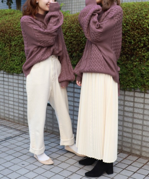 PairPair（ペアペア）の「ハイネックバックリボンケーブルニット（ニット/セーター・レディース・ベージュ/ピンク/モカ・FREE）」の22枚目の写真