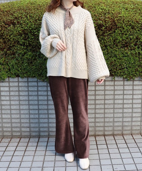 PairPair（ペアペア）の「ハイネックバックリボンケーブルニット（ニット/セーター・レディース・ベージュ/ピンク/モカ・FREE）」の13枚目の写真