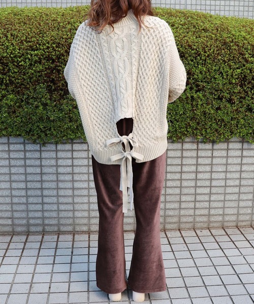 PairPair（ペアペア）の「ハイネックバックリボンケーブルニット（ニット/セーター・レディース・ベージュ/ピンク/モカ・FREE）」の15枚目の写真