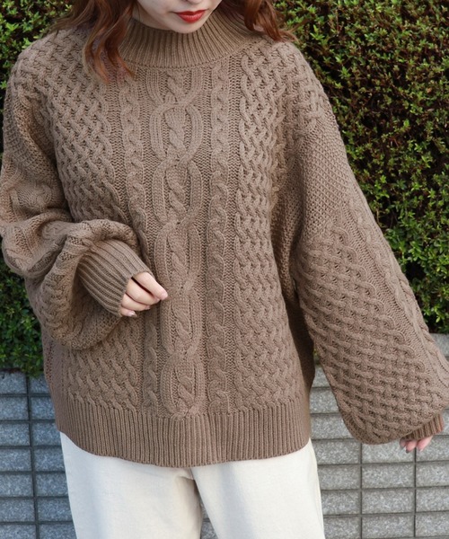 PairPair（ペアペア）の「ハイネックバックリボンケーブルニット（ニット/セーター・レディース・ベージュ/ピンク/モカ・FREE）」の17枚目の写真