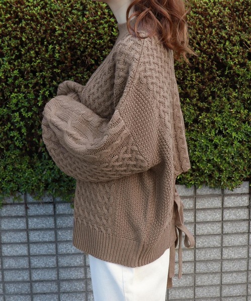 PairPair（ペアペア）の「ハイネックバックリボンケーブルニット（ニット/セーター・レディース・ベージュ/ピンク/モカ・FREE）」の18枚目の写真