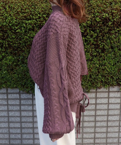 PairPair（ペアペア）の「ハイネックバックリボンケーブルニット（ニット/セーター・レディース・ベージュ/ピンク/モカ・FREE）」の10枚目の写真